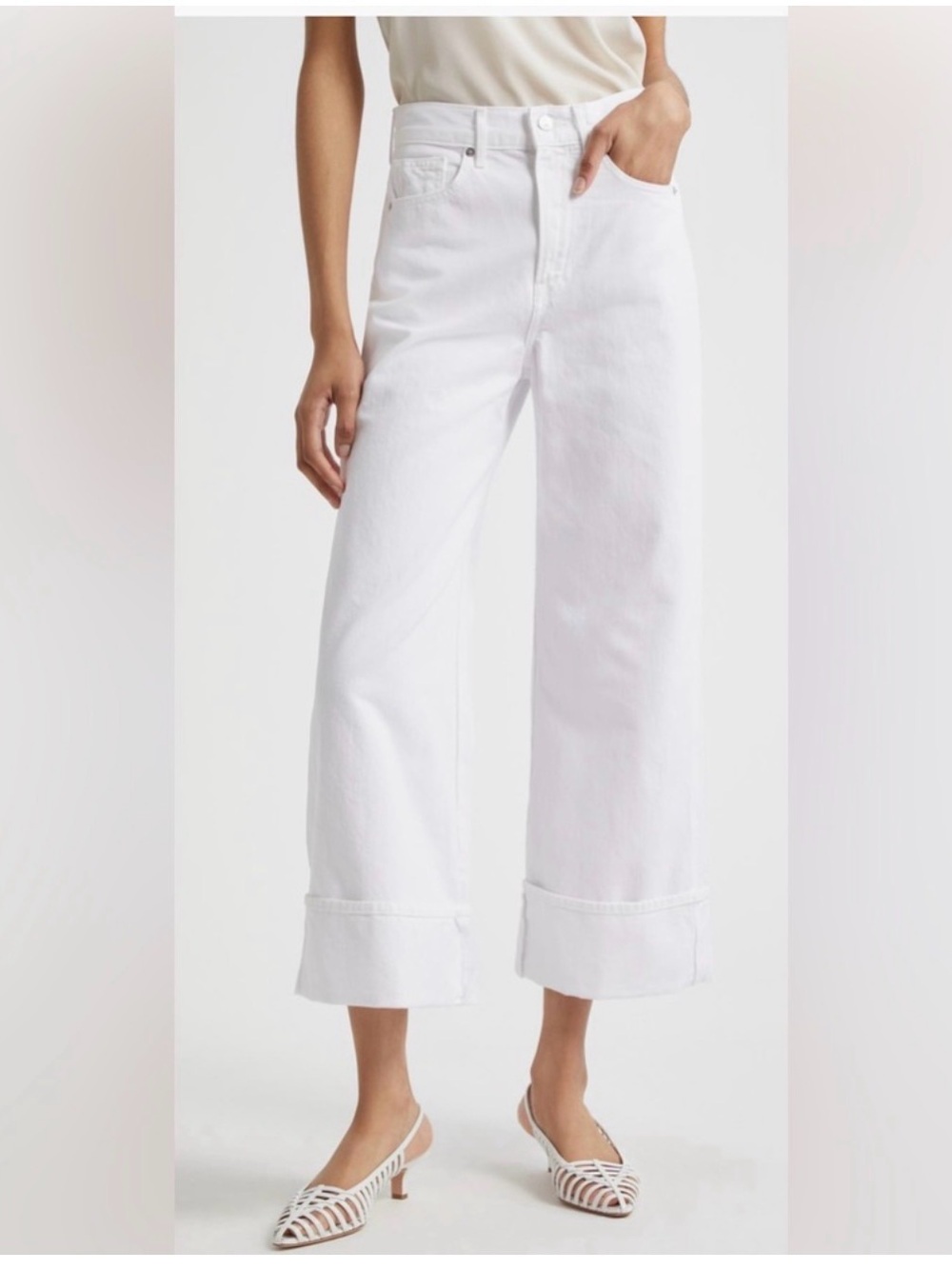 Veronica beard cuffed cropped wide leg